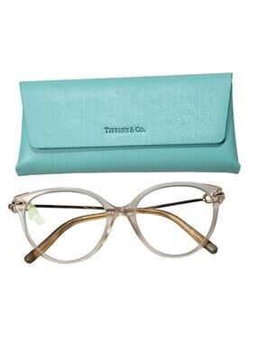 TIFFANY & Co Eyeglasses TF-2217 8278 53-17-140 Pink Crystal & Gold Frames + Case
